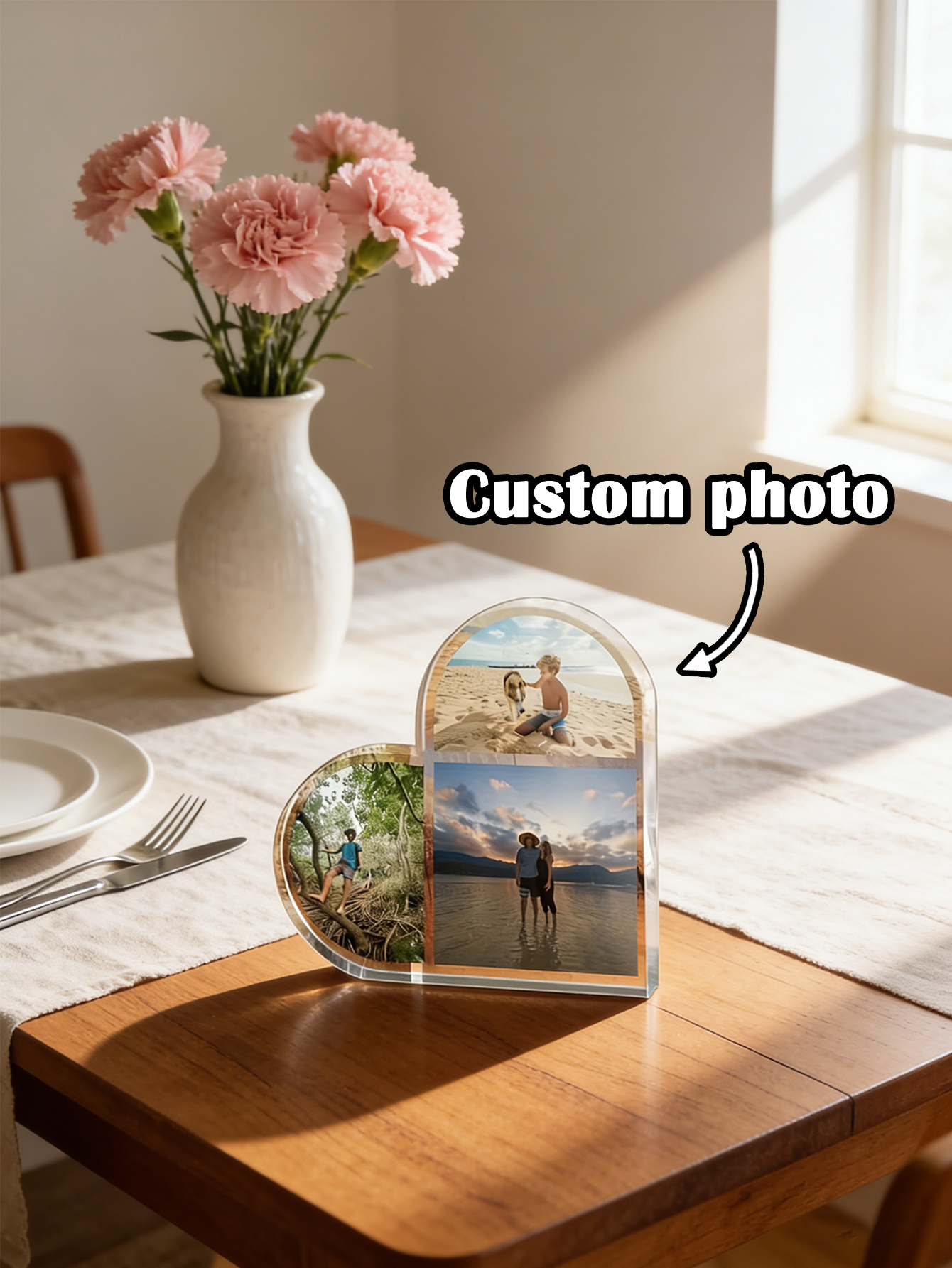 Personalized Acrylic Heart-Shaped Photo Decoration